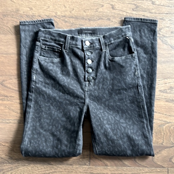 J Brand Lillie Savannah Leopard Button Fly High-Rise Skinny Jeans - Picture 2 of 10